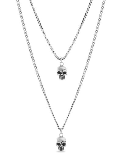 Maison Kitsuné Skull Pendant Layered Necklace - White