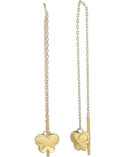 Bony Levy 14k Gold Butterfly Threader Earrings - White