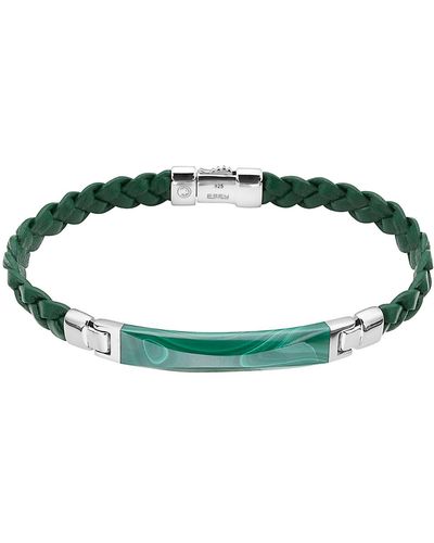 Effy Sterling Silver & Leather Malachite Bracelet - Green