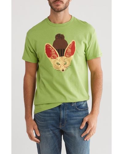 Altru Fox In The Hat Cotton Graphic Tee - Green