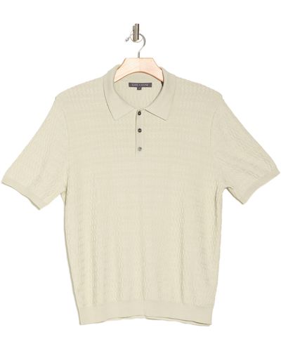 Slate & Stone Wave Knit Sweater Polo - Natural