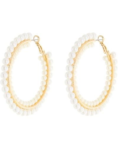 Cara Imitation Pearl Hoop Earrings - Multicolor