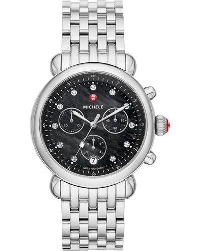 Michele Csx Diamond Bracelet Watch - Gray
