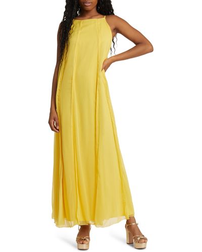 TOPSHOP Sleeveless Paneled Midi Dress - Yellow