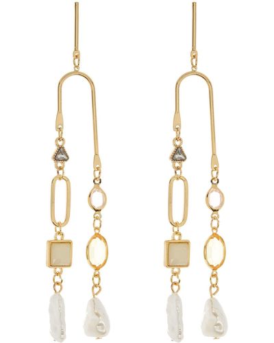 Tasha Imitation Pearl U-drop Earrings - Metallic