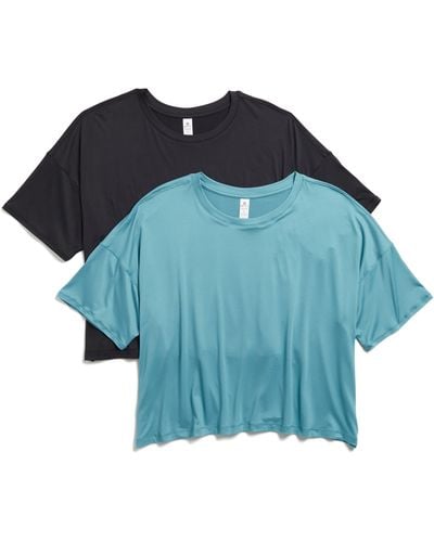 90 Degrees 2-pack Deluxe Cropped T-shirts - Blue