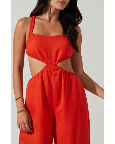 Astr Marise Wide Leg Jumpsuit - Red