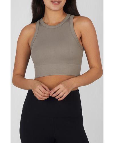 90 Degrees 3-pack Seamless Ribbed Crop Tank Tops - Gray