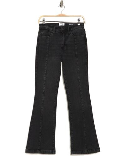 Kensie High Waist Pintuck Stretch Flare Jeans - Black