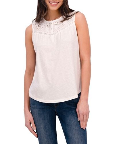 Lucky Brand Embroidered Tank Top - Women's Tank Tops in Bright White