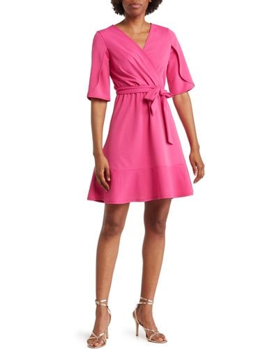 Marina Tulip Sleeve Scuba Dress - Pink