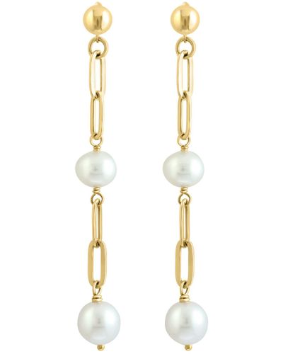 Effy 14k Gold Freshwater Pearl Link Linear Drop Earrings - White
