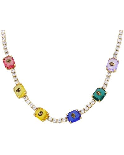 Kurt Geiger Mixed Color Crystal Tennis Necklace - Blue