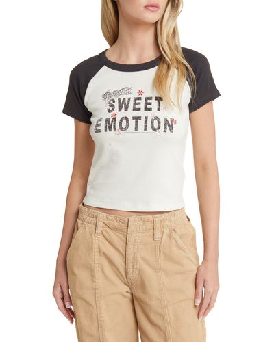 THE VINYL ICONS Aerosmith Sweet Emotion Colorblock Cotton Graphic T-shirt - Brown