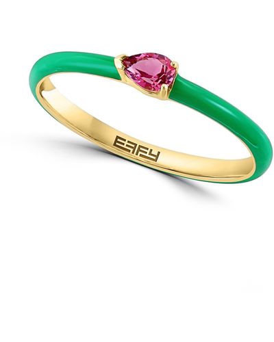 Effy 14k Rose Gold Citrine Ring - Green