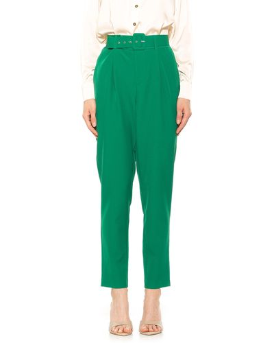 Alexia Admor Zayna Belted Cigarette Pants - Green