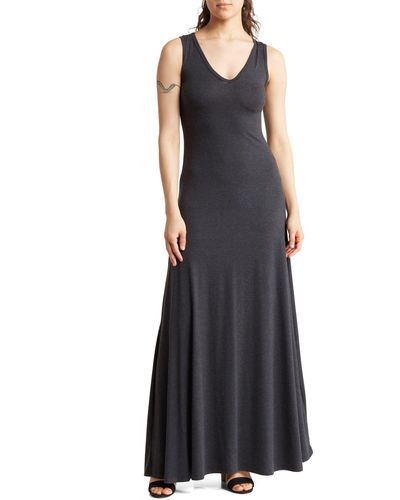 Go Couture V-neck Sleeveless Maxi Dress - Black