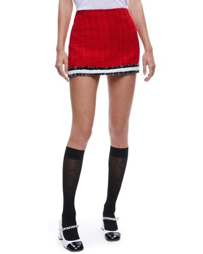 Alice + Olivia Rubi Tweed Mini Skirt - Red