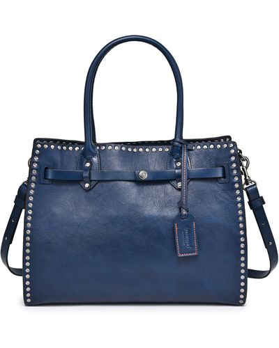 Old Trend Westland Leather Satchel Bag - Blue