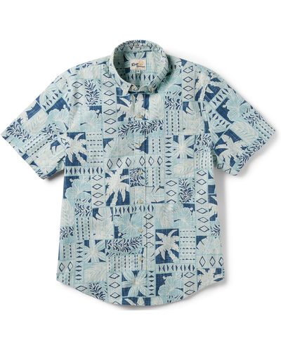 Reyn Spooner Papa Palm Short Sleeve Button-down Shirt - Blue