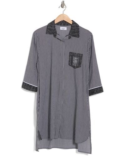 DKNY Stripe Pocket Nightshirt - Gray