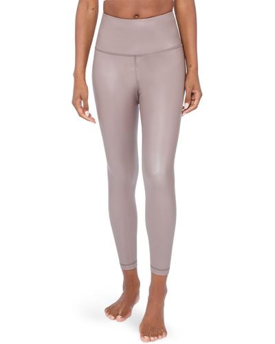 90 Degrees Fleece Lined Faux Leather Leggings - Pink