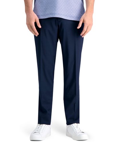Kenneth Cole High Double Grid Slim Fit Pants - Blue