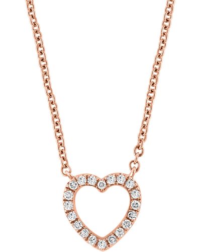 Effy 14k Rose Gold Diamond Heart Necklace - Metallic