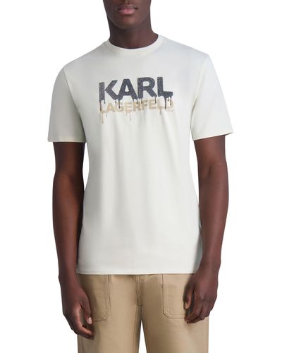 Karl Lagerfeld Drip Logo Graphic Print T-shirt - Gray