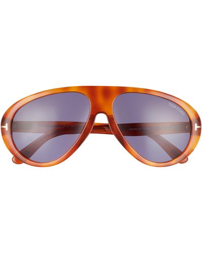 Tom Ford Camillo 60mm Pilot Sunglasses - Red