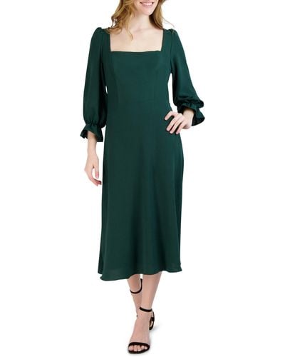 Julia Jordan Square Neck Long Sleeve Midi Dress - Green