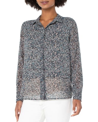 Liverpool Los Angeles Double Layer Blouse - Gray