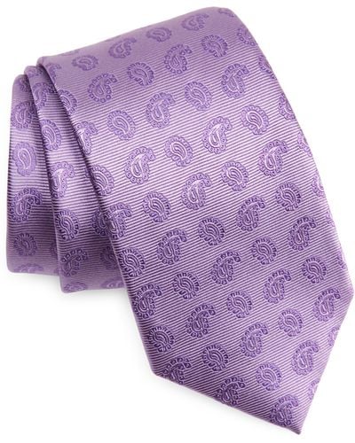 Duchamp Tonal Paisley Silk Tie - Purple