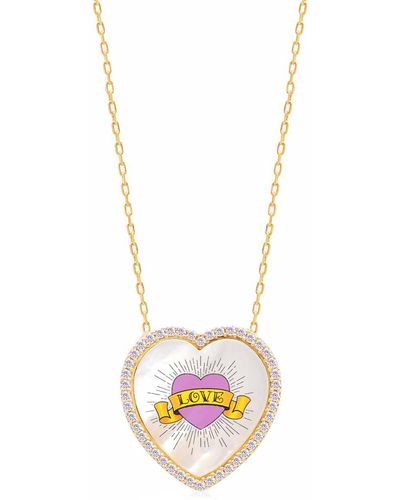Gabi Rielle Love Mother-of-pearl Heart Pendant Necklace - White