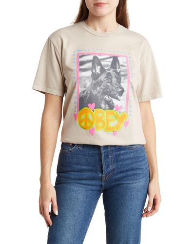 Obey Love Dog Graphic T-shirt - Blue