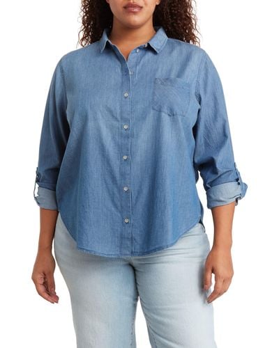 Caslon Chambray Long Sleeve Button-up Shirt - Blue