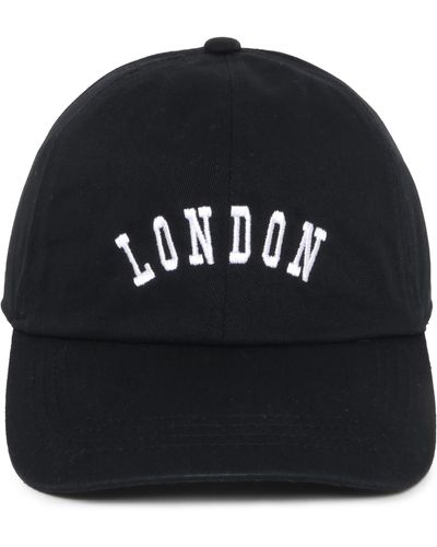 David & Young London Embroidered Cotton Baseball Cap - Black