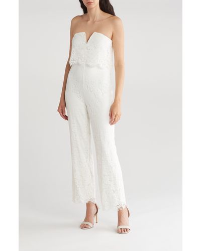 Lulus Power Of Love Strapless Lace Jumpsuit - White
