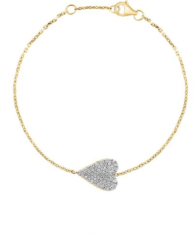 Effy 14k Yellow Gold & Diamond Heart Station Bracelet - White