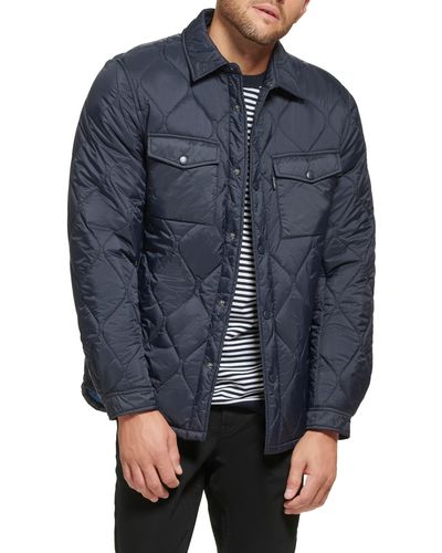 Calvin Klein Water Resistant Quilted Shirt Jacket - Gray