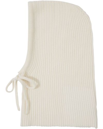 Amicale Cashmere Rib Knit Hood - White