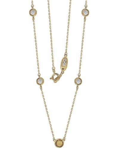 Suzy Levian Sterling Silver Yellow Sapphire 5-stone Station Necklace