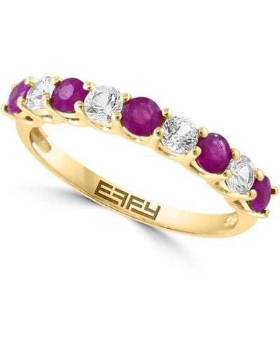 Effy 14k Gold Ruby & White Sapphire Ring - Pink