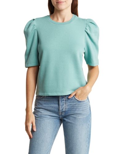 Melrose and Market Puff Short Sleeve Fleece Sweatshirt - Blue