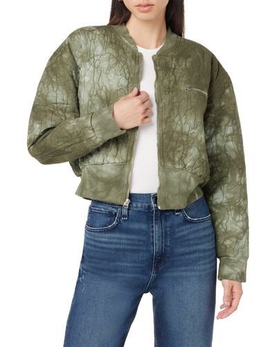 Hudson Jeans Crop Cotton Bomber Jacket - Green