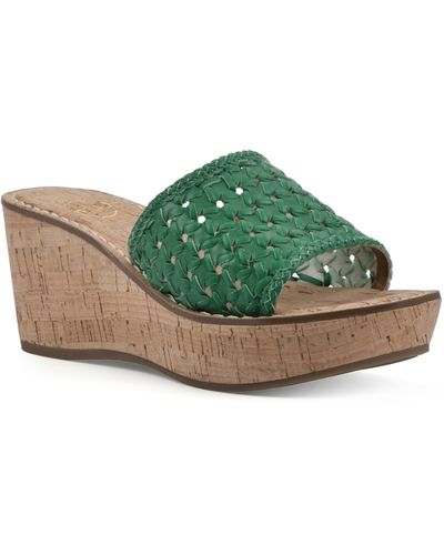 White Mountain Charges Cork Wedge Sandal - Green