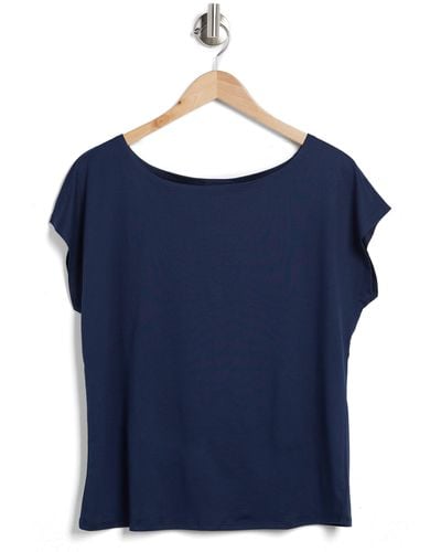 Bobeau One-shoulder Dolman Sleeve T-shirt - Blue