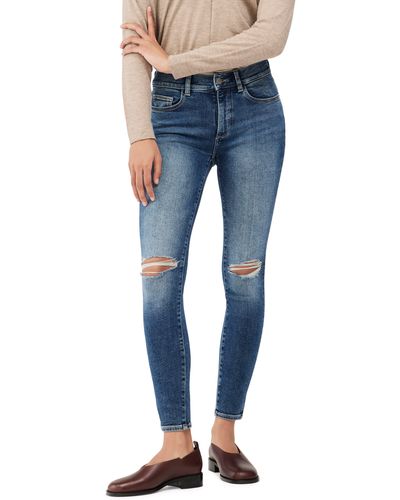 DL1961 Florence Instasculpt Ripped Skinny Jeans - Blue