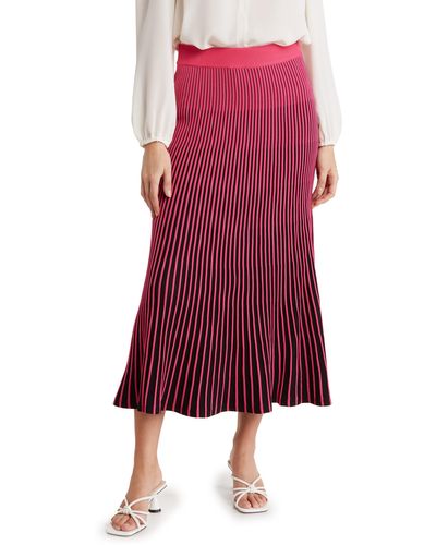 Nanette Lepore Ombré Sweater Knit Maxi Skirt - Red