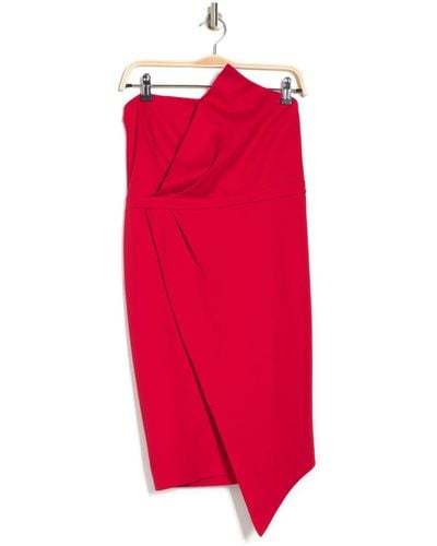 Love By Design Audrey Strapless Asymmetrical Hem Dress In Red At Nordstrom Rack